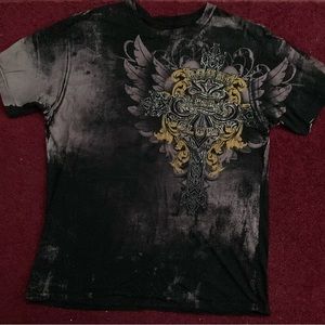 rare yellow and black affliction shirt